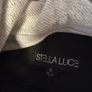 Black Blazer with Zipper Pockets and Removable Grey Hooded Insert - Size Large